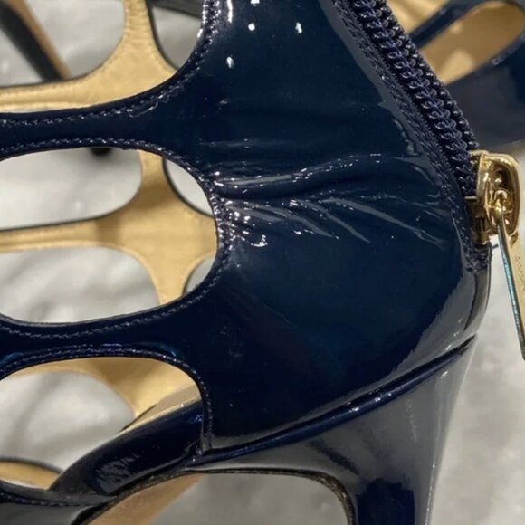 Jimmy Choo  Patent Ren 100 Sandals 38 Dark Blue - Picture 3 of 7